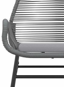 Conjunto jantar jardim 3 peças almofadas vidro vime cinzento PE