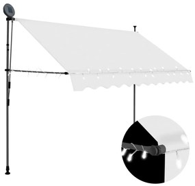 vidaXL Toldo retrátil manual com LED 250 cm creme