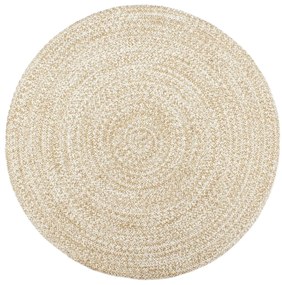 Tapete artesanal em juta 210 cm branco e castanho