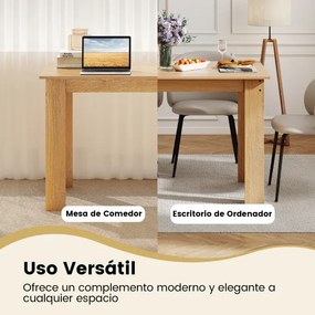 Mesa de jantar  em madeira para 4-6 pessoas com pés em L  para sala de jantar 120 x 70 x 75 cm 120 x 70 x 75 cm Natural