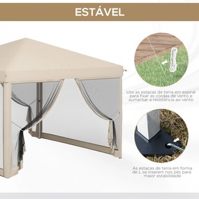 Tenda Dobrável 3x3 para Exterior Tenda Portátil de Jardim com Mosquite