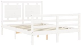 Estrutura de cama com cabeceira 120x200cm madeira maciça branco