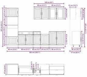 7 peças armário de cozinha conjunto Kalmar branco