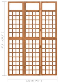 Biombo/treliça 3 painéis madeira de abeto maciça 121x180,5 cm