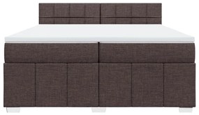 Cama com molas/colchão 200x200 cm tecido castanho-escuro
