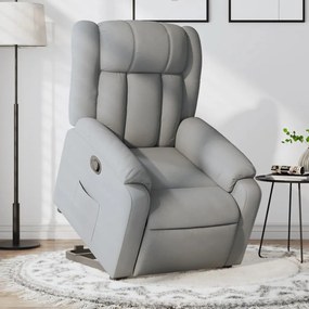 vidaXL Poltrona reclinável elevatória tecido cinzento-claro