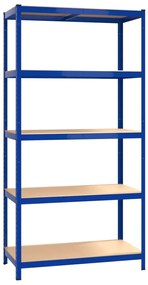 Estante com 5 prateleiras 4 pcs derivados de madeira/aço azul