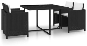 vidaXL Conjunto de jantar para jardim 13 pcs vime PE preto