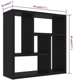 Prateleira de parede 45,1x16x45,1cm contraplacado preto