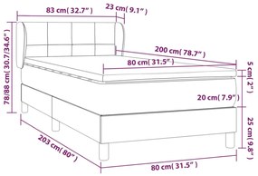 Cama com molas/colchão 80x200 cm veludo cinza-claro