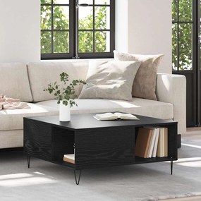 vidaXL Mesa de centro Carvalho preto 80 x 80 x 36.5 cm