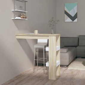 vidaXL Mesa bar parede 102x45x103,5cm derivado madeira branco/carvalho