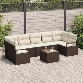 Conjunto de Sofá de Jardim de 8 Peças com Almofadas em Rattan Poliéste