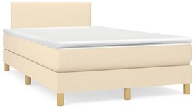 vidaXL Cama boxspring com colchão 120x190 cm tecido cor creme