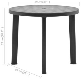Mesa de jardim 89 cm plástico antracite