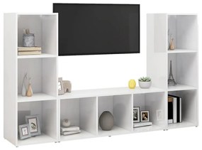 Móveis de TV 3 pcs 107x35x37 cm contraplacado branco