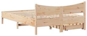 Estrutura de cama c/ gavetas 120x200 cm madeira de pinho maciça