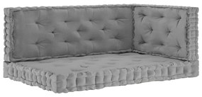 3068599 vidaXL Almofadões para sofá de paletes 3 pcs algodão cinzento