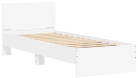 Estrutura de cama com cabeceira e luzes LED 75x190 cm branco