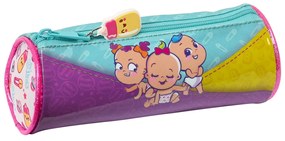 Bolsa Escolar Cilíndrica The Bellies 20 X 7 X 7 cm Roxo Turquesa Branco