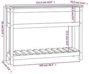 Vaso/floreira c/ prateleira 111,5x34,5x81cm pinho maciço branco