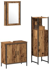 Conjunto de 3 Peças de Móveis para Banheiro Madeira Antiga Madeira Fab
