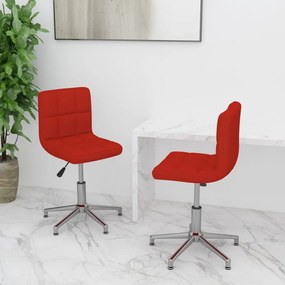 vidaXL Cadeiras jantar giratórias 2pcs couro artificial vermelho tinto