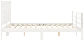 Estrutura de cama King Size com cabeceira madeira maciça branco