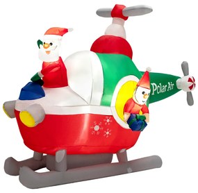 Helicóptero Voador Insuflável Pai Natal com LEDs Decoração de Natal Insuflável para o Jardim