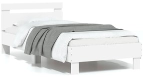 vidaXL Estrutura cama c/ cabeceira 90x200 cm derivados madeira branco