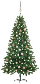 vidaXL Árvore Natal artificial pré-iluminada c/ bolas 150 cm verde