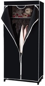 Roupeiro Guarda roupa de Pano Dobrável com Organizador de Roupa com varão 75x50x170cm Preto
