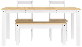 4 pcs conjunto de jantar Panama madeira pinho maciça branco