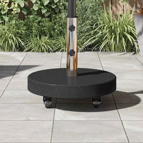 Base de Guarda-Sol com Rodas para Postes de Ø38/48mm - Granito Preto,