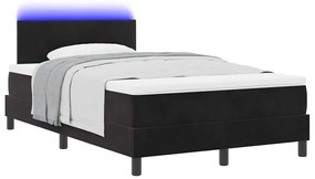 Cama Box com Colchão e LED Preto 120x200 cm Veludo