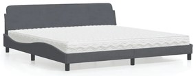 Cama com colchão 200x200 cm veludo cinzento-escuro