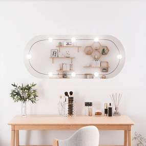 Espelho de parede oval com luzes LED 40x90 cm vidro