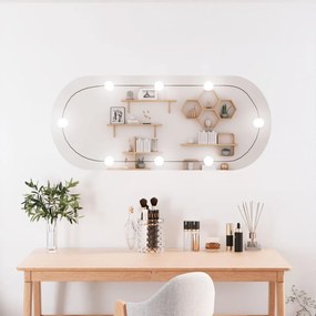 vidaXL Espelho de parede oval com luzes LED 40x90 cm vidro