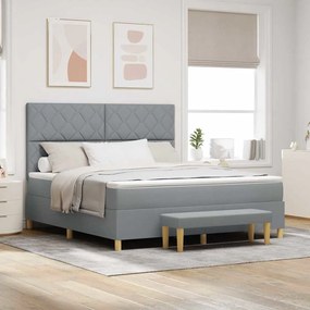 vidaXL Cama Box com Colchão e Banco Cinza Claro 180x200 cm Tecido