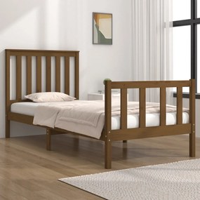 Estrutura de cama pequena solteiro 75x190 cm pinho castanho mel