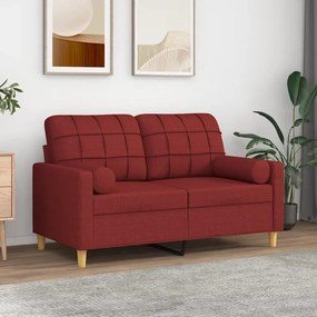 vidaXL Sofá 2 lug. c/ almofadas/almofadões 120cm tecido vermelho tinto