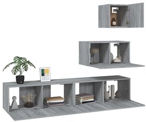 Conjunto móveis de TV 4 pcs madeira processada sonoma cinza