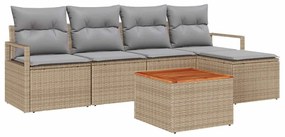 Conjunto de Sofá de Jardim 6 pcs Bege, cinza claro Grande