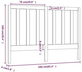 Cabeceira de cama 166x4x100 cm pinho maciço branco