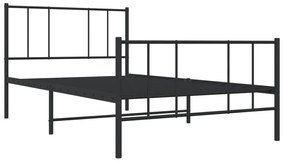 Estrutura de cama com cabeceira e pés 90x190 cm metal preto