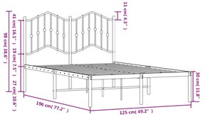 Estrutura de cama com cabeceira 120x190 cm metal preto