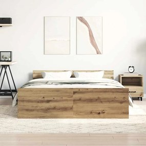 Estrutura de cama sem colchão 140x190 cm carvalho artesanal