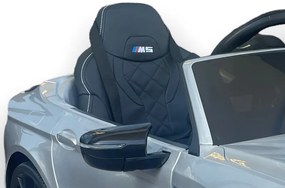 BMW M5, 12 volts, Carro eletrico infantil módulo de música, assento de couro, pneus de borracha Cinzento