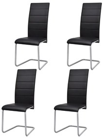vidaXL Cadeiras de jantar cantilever 4 pcs couro artificial preto