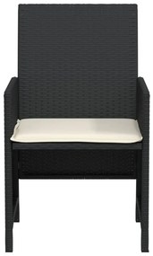 3 pcs conjunto de bistrô com almofadões vime PE preto